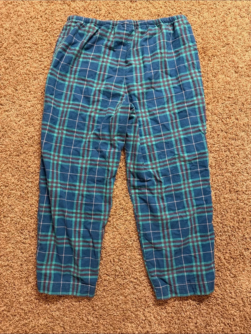 L.L. Bean Blue and Green Plaid Fleece Lounge Pants